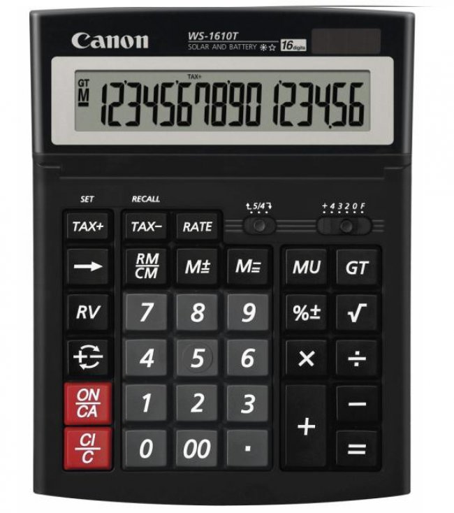 รายละเอียดสินค้า CANON WS-1610 เป็นเครื่องคิดเลข 16 หลักเพียงยี่ห้อเดียวที่ผลิตและมีจำหน่ายในเมืองไทย คีย์บอร์ดแบบคอมพิวเตอร์ กดเด้งสัมผัสมือ 16 หลัก ปัดทศนิยมได้
