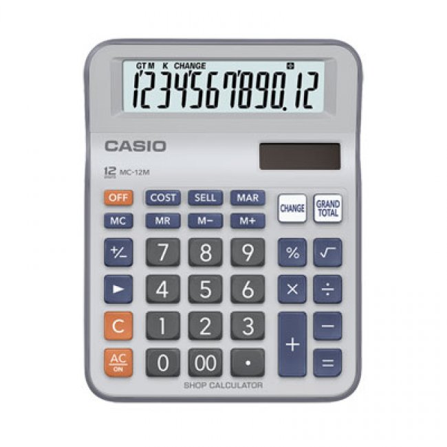 MC-12M เครื่องคิดเลขตั้งโต๊ะ Casio 12 หลัก (ของแท้) CASIO Calculato เครื่องคิดเลข 12 หลัก ขนาดเท่าฝ่ามือ มีฟังก์ชั่นพิเศษ ใช้ทอนเงิน ได้ 12 หลักผลิตจากวัสดุพิเศษ มาตรฐานยุโรป