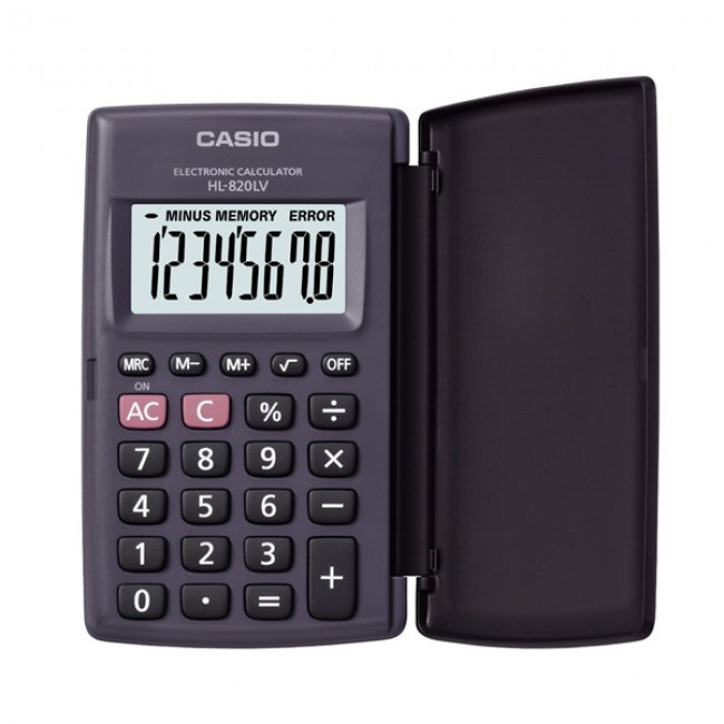 เครื่องคิดเลข Casio HL-820LV-BK เครื่องคิดเลข พกพาแบบมีฝาปิด